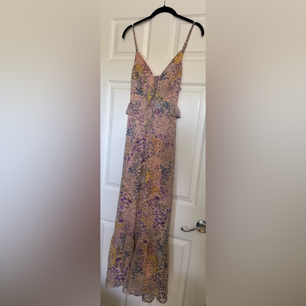Pink floral maxi dress
